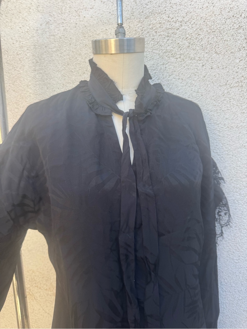 Black Ruffled Button-Front Jacket - Picture 4 of 8